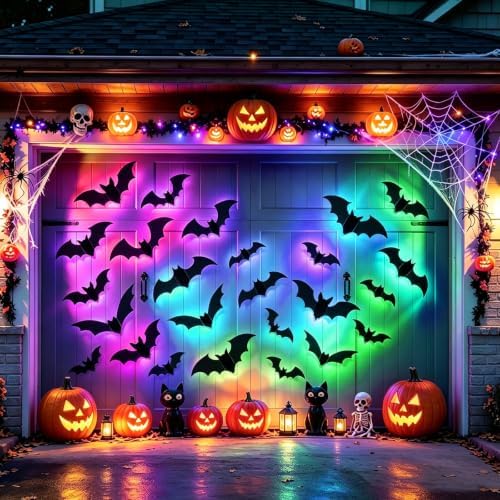 DIYASY 40 Pcs Light up Bats Wall Decor, 3D Halloween Lighted Bat Stickers