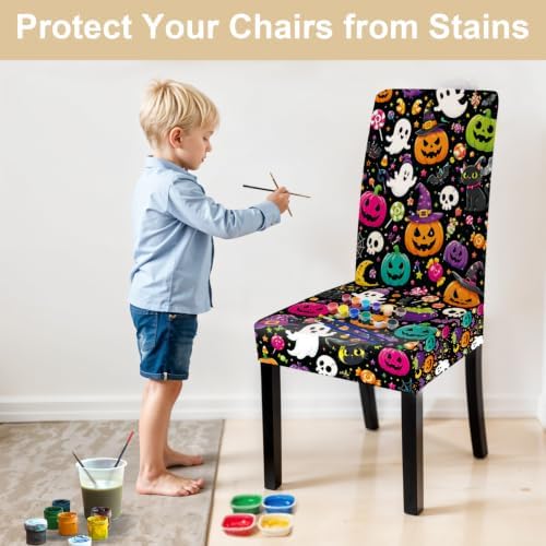 Christmas Chair Covers Set of 4, Snowman with Gifts Dining Chair Slipcovers, Stretchable Holiday Chair Protectors with Snowflakes,85