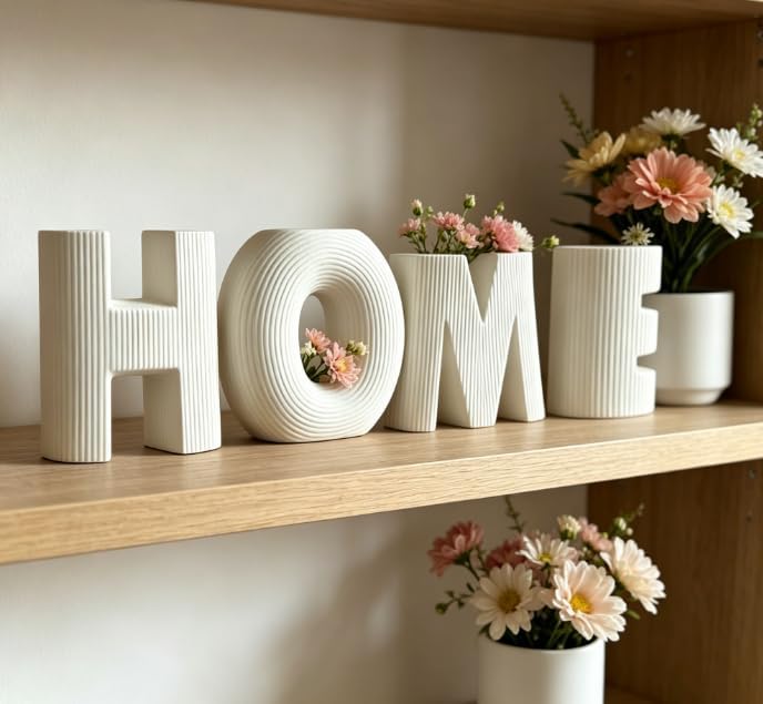Love Sign Vases Ceramic Small Flower Vases Trendy Home Decor Entryway Decorative / Whitee / Set of 4