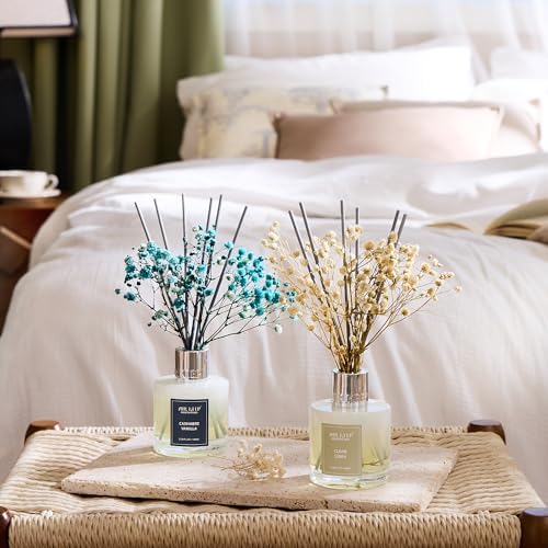 Airkeep Reed Diffuser 3.38 oz (100ml) 2pk,Clean Linen/Cashmere Vanilla Scented Reed Diffuser Set,Reed Diffuser & Oil