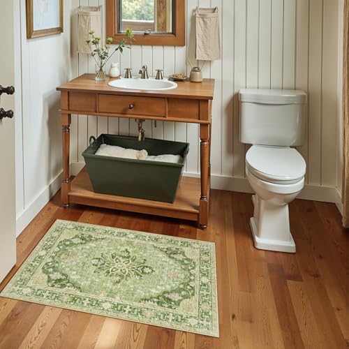 RELEANY Washable Area Rug, Small 2'x3', Green/Yellow