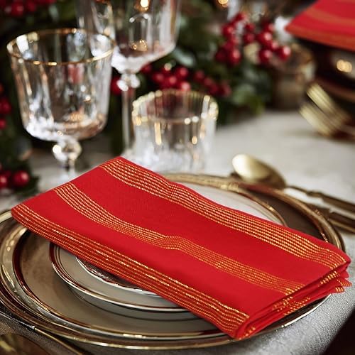 COTTON CRAFT Christmas Cloth Napkins - Set of 12 Cotton Dinner Napkins