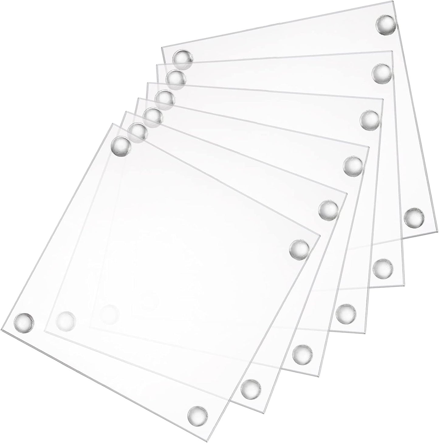 Decorative Glass Plates / Clear / 3.5 x 3.5 / Set of 6
