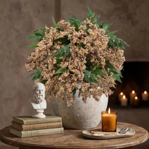 Daynight 4 Pcs Artificial Berry Stem for Vase, 40In Faux Nandina Branches Fall Floral Picks Fake Realistic Berry Spray for Wedding Autumn Farmhouse Home Decor (4, White, 40Inch)