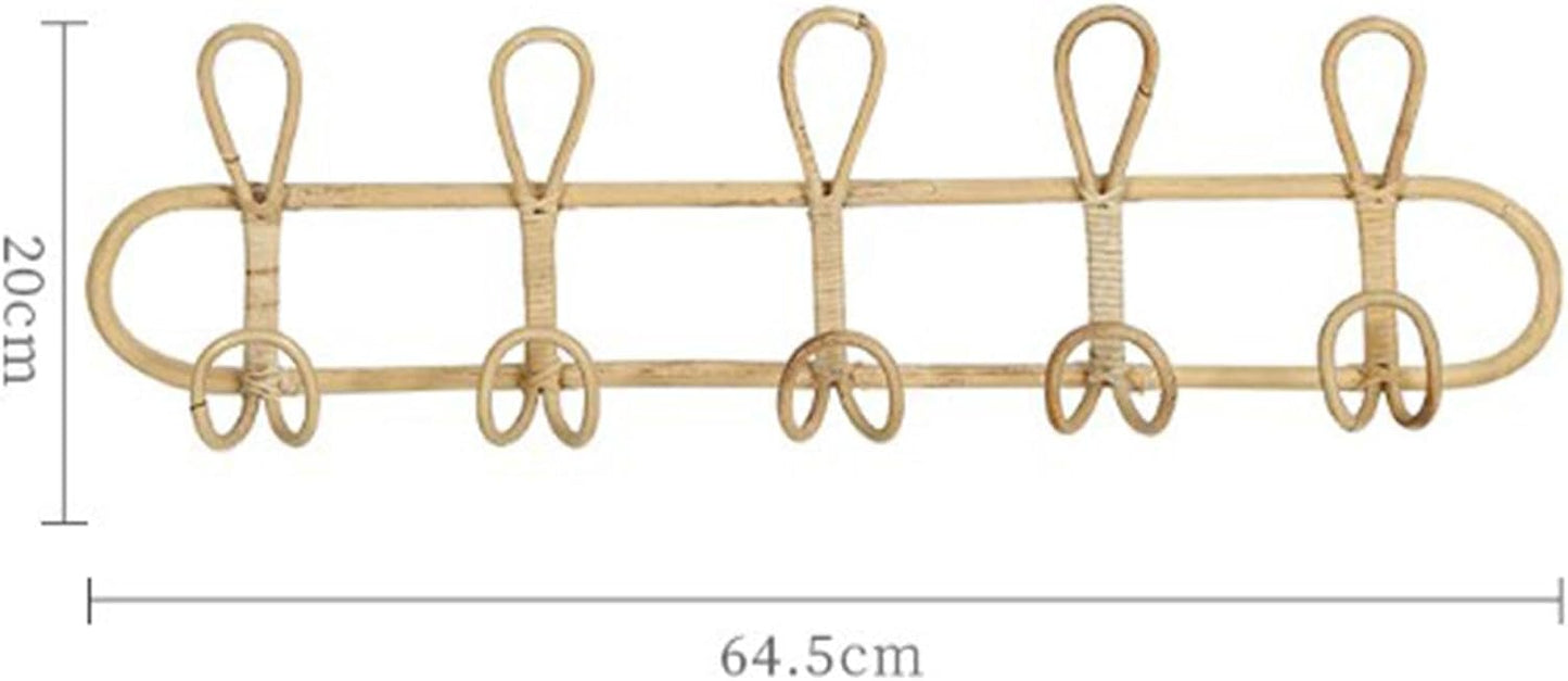 Wall Coat Rack Rattan Ornament Hanging Storage Organizer Hooks Holder Clothes Hooks Door / 5 Hooks