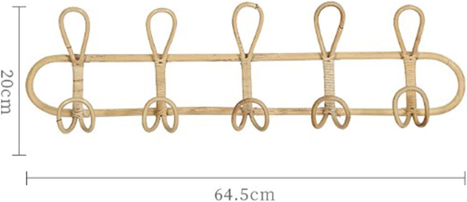 Wall Coat Rack Rattan Ornament Hanging Storage Organizer Hooks Holder Clothes Hooks Door / 5 Hooks