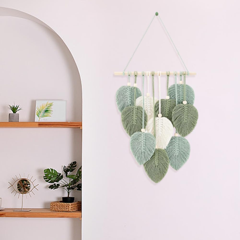 DIY Macrame Leaf Wall Hanging Beginners Macrame Kit Leaf Woven Tapestry Feather Wall Hanging DIY
