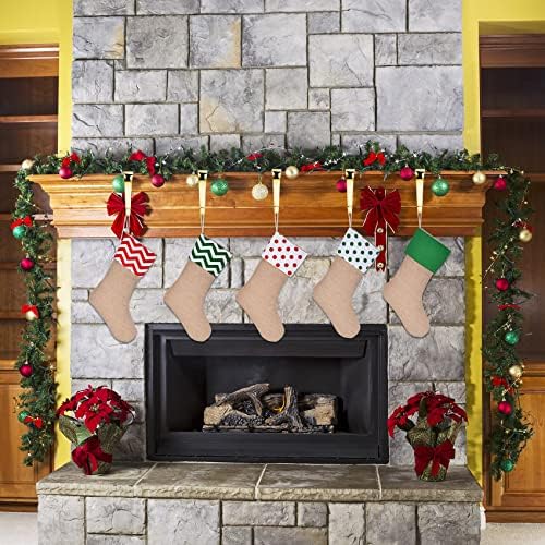 Sunshane 5 Pieces Christmas Stocking Holders Mantel Hanger Hooks Xmas Mantle Grips Set Safety Hang Stocking Clips for Christmas Party Decoration (Gold)