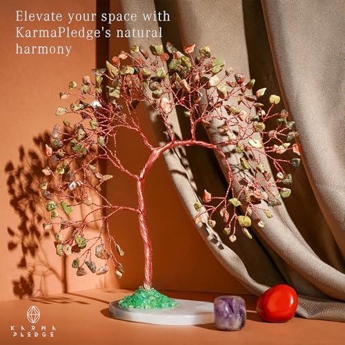 Crystal Tree of Life for Home, Office, Room, Wall Decor to Bring Money & Good Luck, Handmade Unakite Reiki Healing