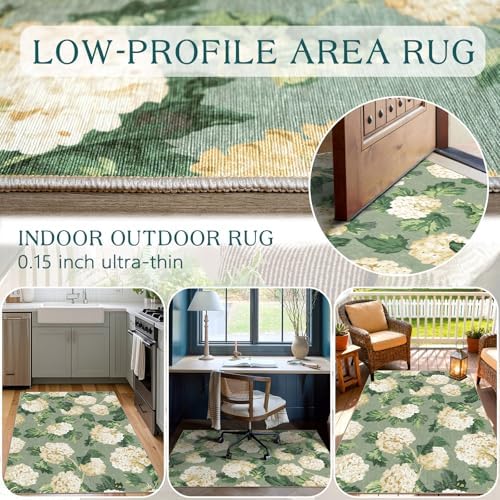 3x5 Floral Entry Rug - Washable Indoor Outdoor Mats for Front Door