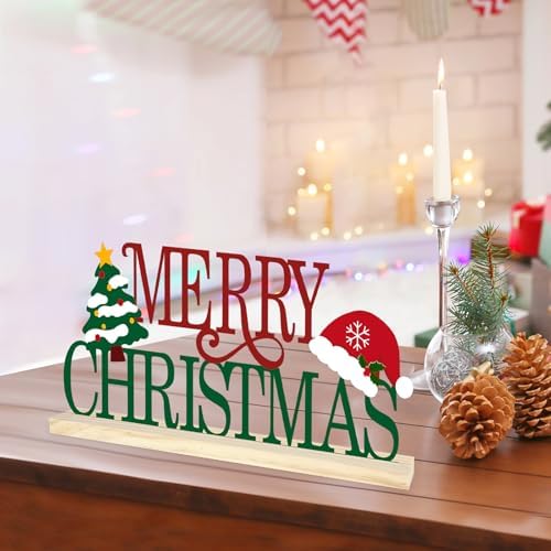 Metal Metal Merry Sign Decorations for Home Party Shelf Mantel