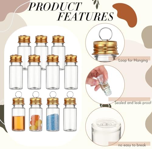 Bokon 25 Set 10ml Mini Plastic Bottles with Ring Lids, Eye Screws, Funnels