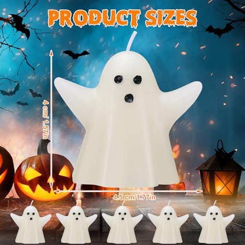Jutom 10 Pcs Halloween Ghost Candles Mini Ghost Decor, Spooky