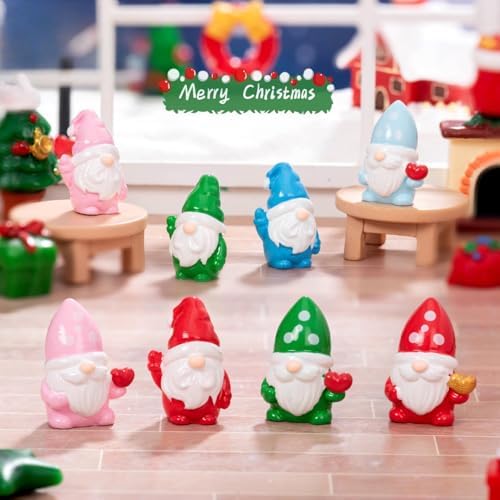 40 Pcs Christmas Mini Resin Gnomes Miniature Gnome Figurines