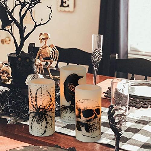 Wondise Halloween Flickering Flameless Candles with 6H Timer