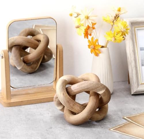 Yalikop 3 Link Wood Knot Decor Rustic Table Shelf Accents, Acacia Wood