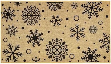 Christmas Doormat Outdoor Indoor Snowflake Welcome Door Mat Front Back Door Xmas Holiday Floor Mat Non Slip Welcome Carpet Mat Inside Outside Washable Housewarming Gift Home Doormat