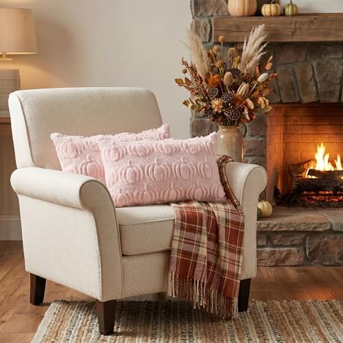 AVOIN colorlife Pink Fall Pumpkin Throw Pillow Covers 12x20 Inch