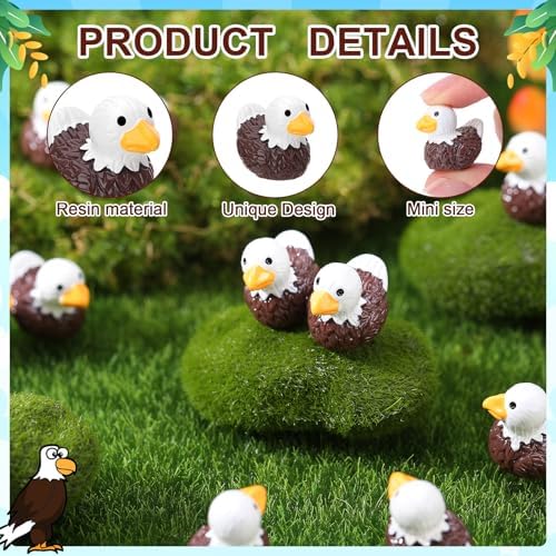 50 Pcs Bald Eagle Ducks Toy Figures, Mini Eagle Resin Ducks Bulk
