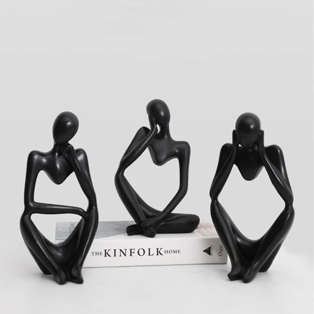 Resin Thinker Style Abstract Sculpture Statue Collectible Figurines Home Office / Black,left / Small