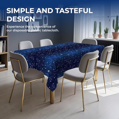 6 Pack Space Tablecloth Starry Night Tablecloth, Disposable Plastic Galaxy Table Cover, 54 X 108 Inch Space Themed Party Supplies for Birthday Parties Decorations (Blue)