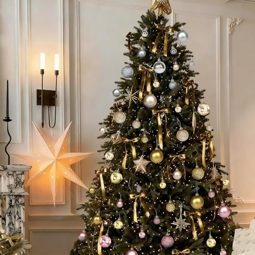 Emopeak 24 Count Rose Gold Mini Christmas Balls Ornaments 1.57 Inch