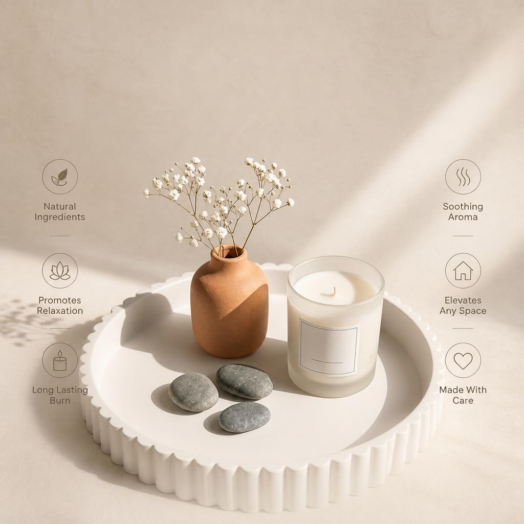 Round Coffee Table Tray / White / Set of 11