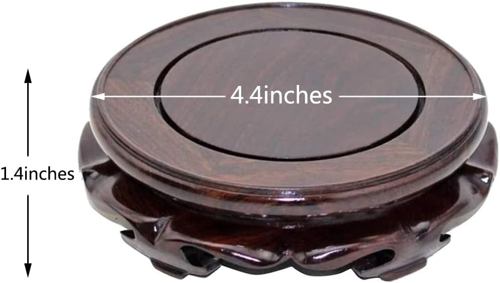 Oriental Furniture Wooden Display Stand Base Lotus Pedestal Vase Base / 4.37 x 1.38 / Size6 / Black