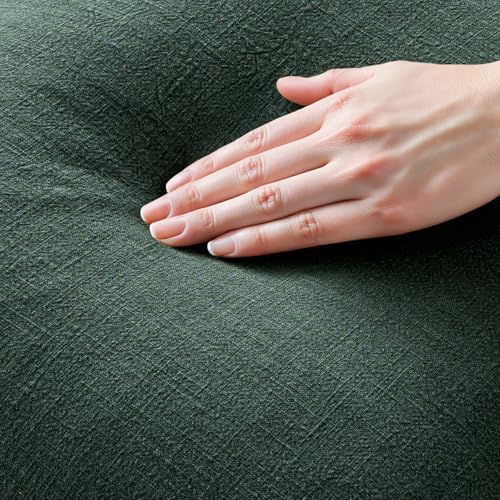 MIULEE Linen Fringe Decorative Euro Throw Pillow Covers Army Green 22x22