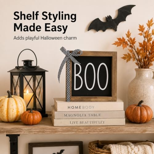 Boo Sign, Halloween Wall Table Shelf Tiered Tray Desk Home Decor