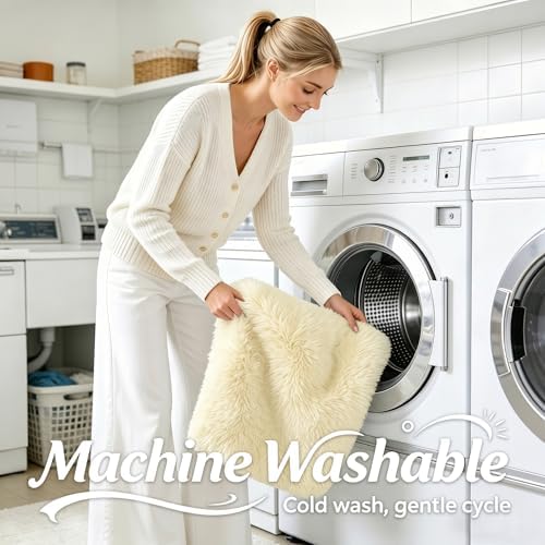 OLANLY 9x12 Machine Washable Large Area Rugs for Living Room, Bedroom, Soft Fluffy Shaggy Bedside Rug, Indoor Floor