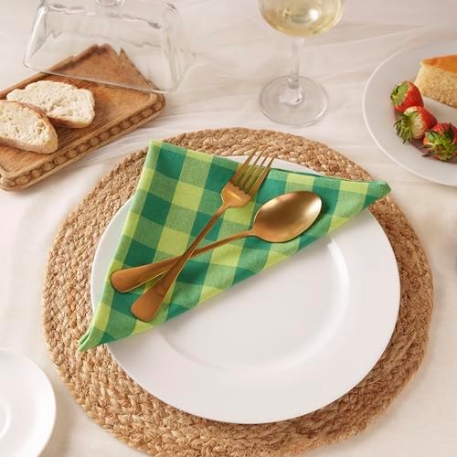 Blue Needles Gingham Buffalo Plaid Cloth Napkins Cotton Set of 12-18"x18"