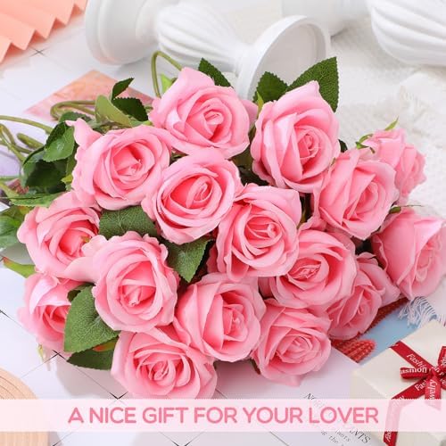 Hotop 80 Pcs Artificial Roses Flowers Bulk, Pink