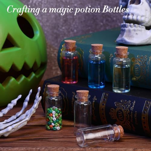 Bokon 100 Packs 15ml Mini Plastic Bottles with Corks Eye Screws Funnels