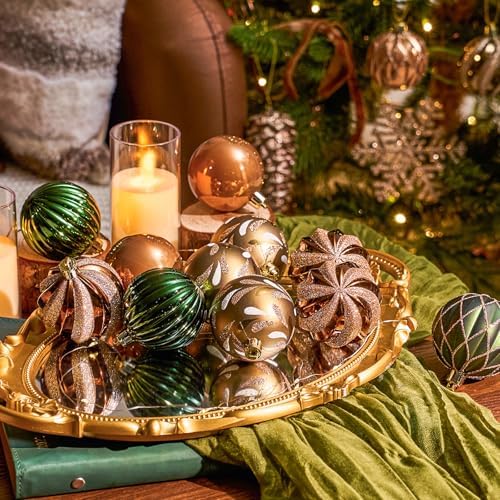 JORNOY Christmas Balls Ornaments, 30ct Shatterproof Xmas Tree Decorations, Hanging Bulbs Baubles Set with String for Holiday Home Party Decor, 2.36 inch/60mm, Earth Tone