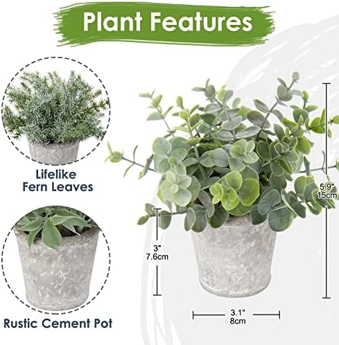 Small Fake Plant Decor Artificial Potted Plants Faux Eucalyptus Rosemary / /green#0017 / Set of 3