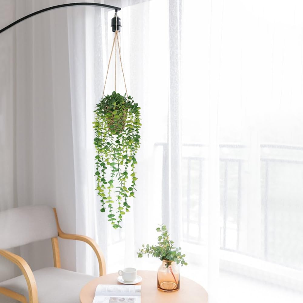 Woven Basket / Artificial Hanging Plants / 2 Packs / Set of 2