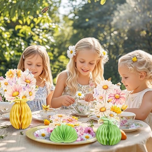 9pcs Daisy Table Decoration, Flower Honeycomb Table Garden Party Decoration, Wildflower Honeycomb with Bee, Suitable for Summer Party, Garden, Spring Birthday, Baby Shower,Wedding.
