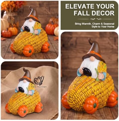Topadorn Fall Gnome Figurine, Thanksgiving Harvest Table Decor