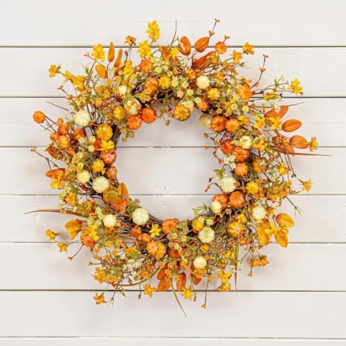 24 Inches Fall Wreath Fall Wreaths for Front Door Autumn Wreath