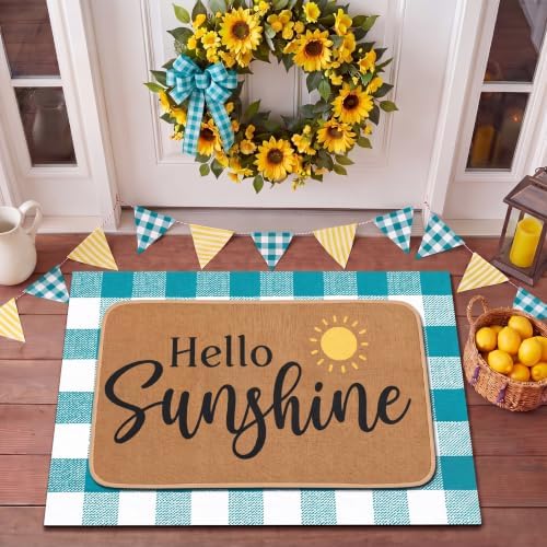 Tinideya 2 Pcs Hello Sunshine Layered Door Mat Outdoor