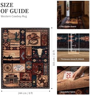 YIHOUSE 8x10 Western Cowboy Area Rugs for Living Room