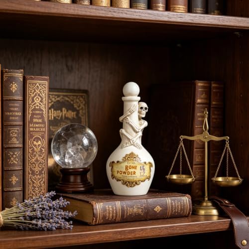 Cynkeyee Halloween Potion Bottles, White Resin Skeleton Décor