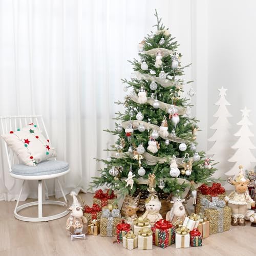 34PCS Silver/White Christmas Ball Ornaments Set for Tree Decor