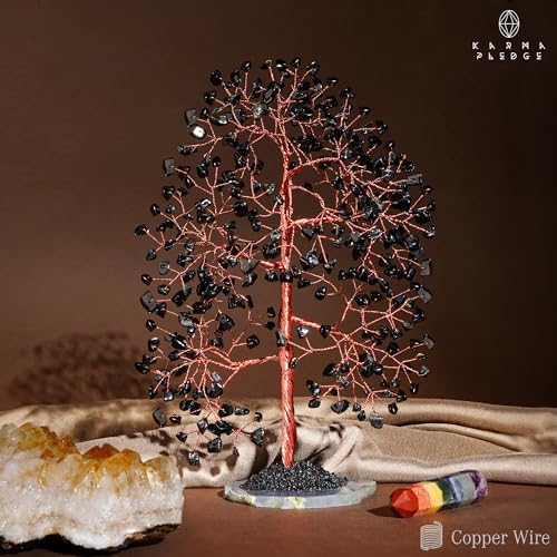 Crystal Tree of Life Birthday Gifts for Women, Men, Frineds, Handmade Black Obsidian Chakra Healing Tree for Home