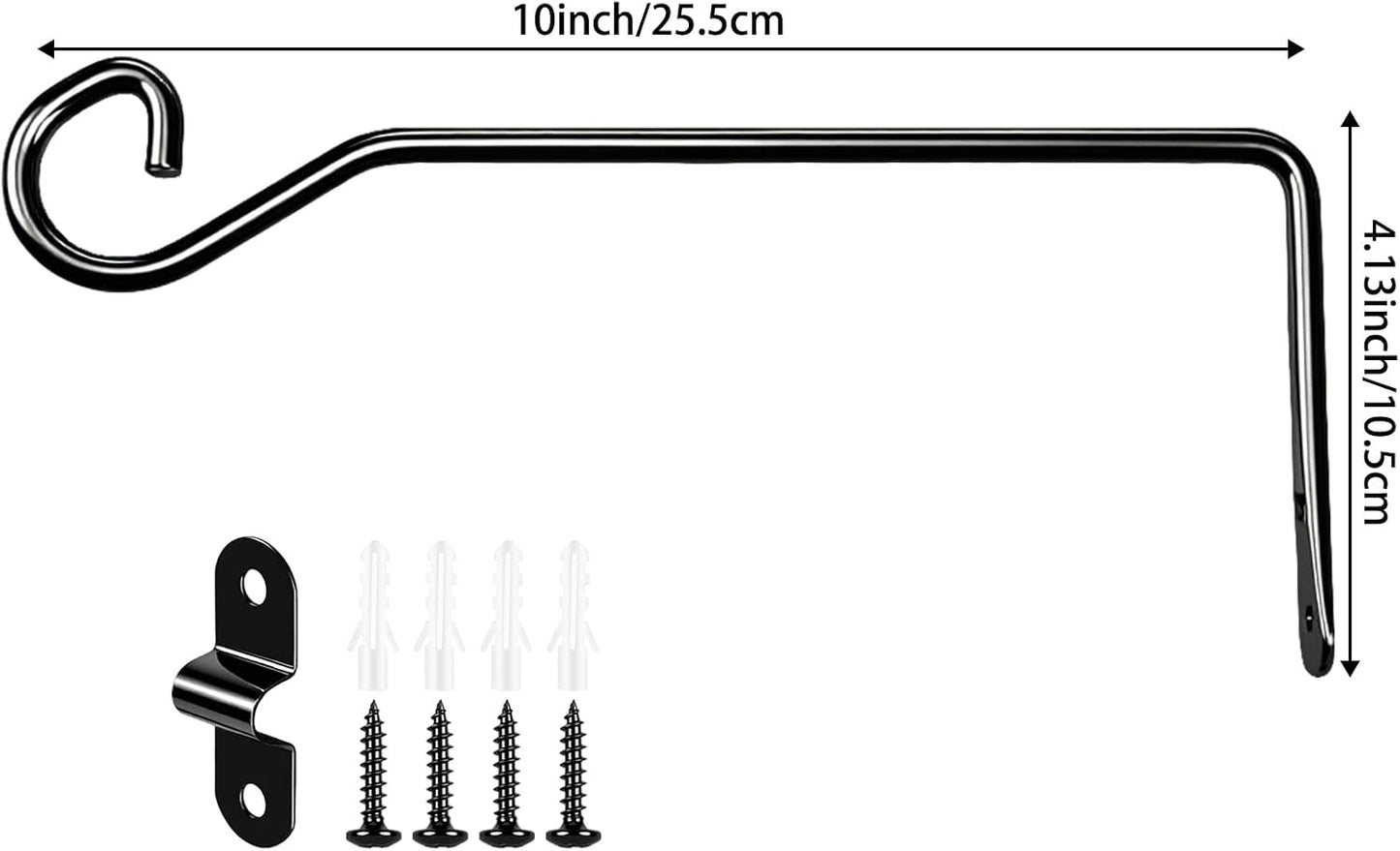 Heavy Duty Metal Plant Hanger Wall Hooks / Black / 9.4 In-curved Hook / Set of 2