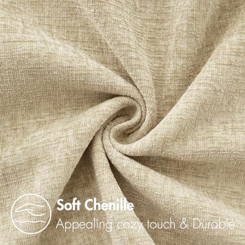 MIULEE Soft Chenille Throw Pillow Covers Beige 16x16 Inch Pack of 2