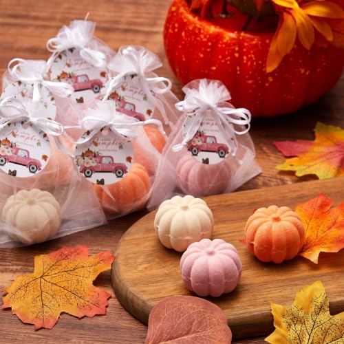 Lounsweer 24 Pack Little Pumpkin Bath Bombs Fall Baby Shower Favors,Pink 2