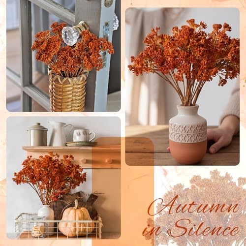 Thiccywoov 6 Pack Fall Yarrow Achillea Stems, Artificial Flower Picks