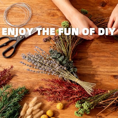 12kinds Natural Dried Flowers DIY kit ,10~12inch,Handpicked Including Lavender/Eucalyptus/Wheat,for Home Office Wedding Decor, Low-Maintenance